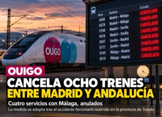 OUIGO cancela ocho trenes entre Madrid y Andalucía tras el accidente de Toledo OUIGO cancela ocho trenes entre Madrid y Andalucía tras el accidente de Toledo